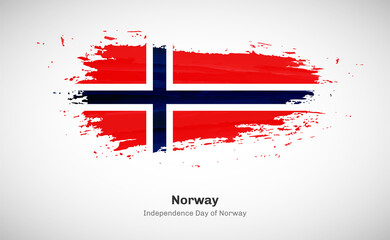 Creative happy independence day of Norway country with grungy watercolor country flag background