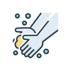Color illustration icon for washing hand
