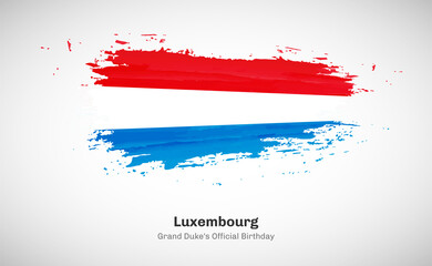 Creative happy national day of Luxembourg country with grungy watercolor country flag background