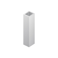 Square construction steel beam template, realistic vector illustration isolated.