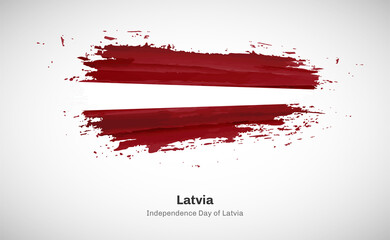 Creative happy independence day of Latvia country with grungy watercolor country flag background