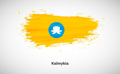 Creative happy national day of Kalmykia country with grungy watercolor country flag background