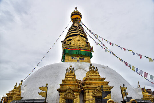 Stupa of Swayambhu, the Monkey Temple, in Kathmandu, Nepal