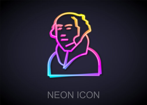 Glowing Neon Line George Washington Icon Isolated On Black Background. Vector