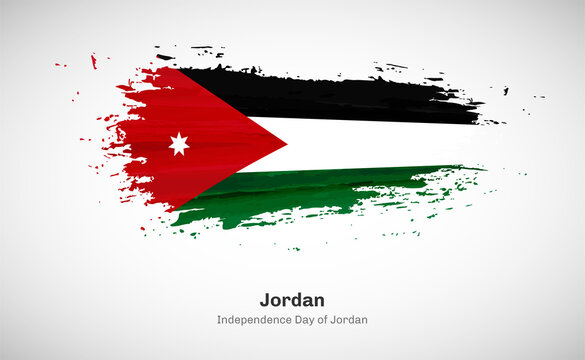 Creative happy independence day of Jordan country with grungy watercolor country flag background