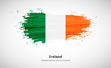 Creative happy independence day of Ireland country with grungy watercolor country flag background