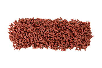 Red animal feed isolated on white background