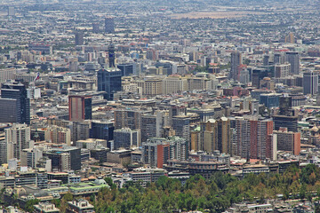 Fototapeta na wymiar Panoramic view of Santiago from San Cristobal Hill, Chile
