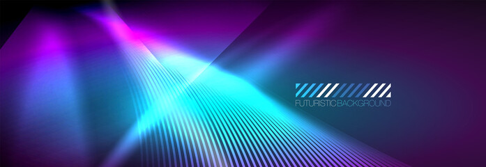 Naklejka premium Neon dynamic beams vector abstract wallpaper background. Wallpaper background, design templates for business or technology presentations, internet posters or web brochure covers
