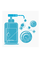 Editable Isolated Vector Illustration of Hand Sanitizer Works Against Coronavirus in Flat Monochrome Style for Artwork Element of Healthcare and Medical Related Design