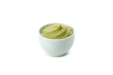 Bowl with wasabi isolated on white background