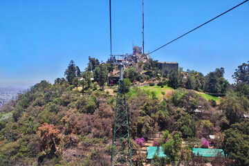 Telepherique, the cable way on San Cristobal Hill, Santiago, Chile