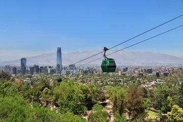Poster de jardin Cerro Torre Telepherique, the cable way on San Cristobal Hill, Santiago, Chile