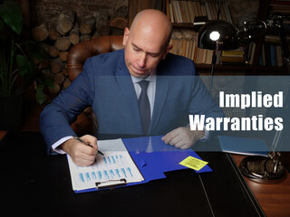 Business concept about Implied Warranties . Closeup portrait of unrecognizable successful...