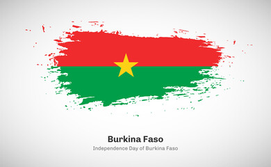 Creative happy independence day of Burkina Faso country with grungy watercolor country flag background