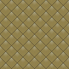 Art-Deco golden pattern of diamonds. Seamless pattern made in Art-Deco style.