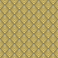 Fototapeta premium Art-Deco golden pattern, black diamonds. Seamless pattern made in Art-Deco style.