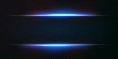 Light beams of light in neon and blue.Illuminated horizontal neon laser. Light line effect neon png.