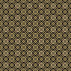 Art-Deco golden pattern, latticework. Seamless pattern made in Art-Deco style.