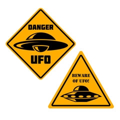 Danger. Ufo zone. Sign with Ufo. Vector illustration © liubov