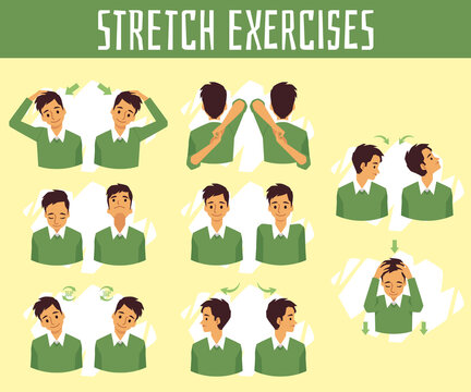 Exercises for health and stretch of neck for relief pain at office syndrome.