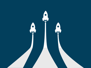 The rocket is soaring. Initiation and leadership ideas. vector illustration