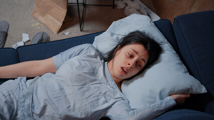 Worried desperate frustrated sad alone woman suffering from big depression, loneliness familly...