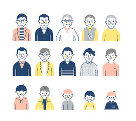 いろいろな世代の男性　上半身