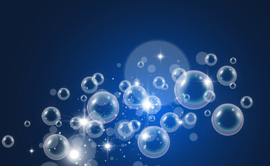 Air soap bubbles on a transparent background .Vector illustration of bulbs.	

