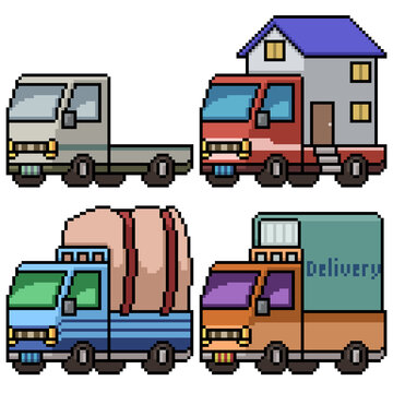 Pixel Art Big Transport Truck