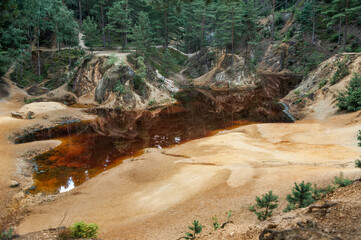 natural colorful lakes in Rudawy Janowickie, Poland