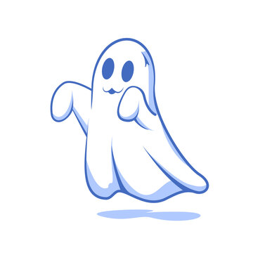 Vector illustration of cute halloween ghost isolated on a white background