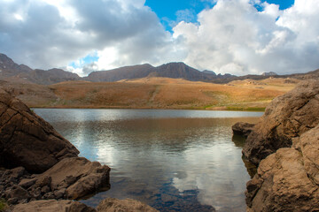 Reflections in the lake. Aladağlar National Park Niğde, Turkey.