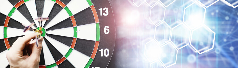 Darts. The dart for playing in the game board is stuck. Hit the sector in darts. The concept of a...