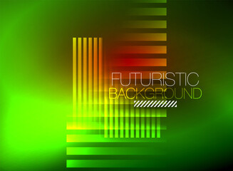 Bright neon color techno abstract background, shiny glowing neon lines in the dark background