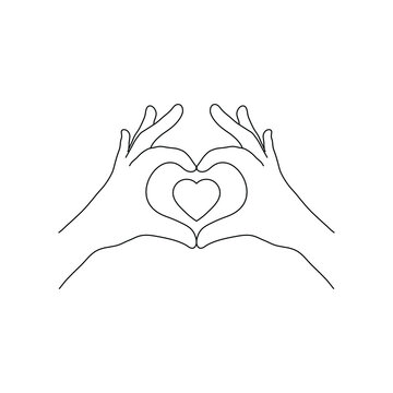 Two hands in the form of a heart icon love sign 