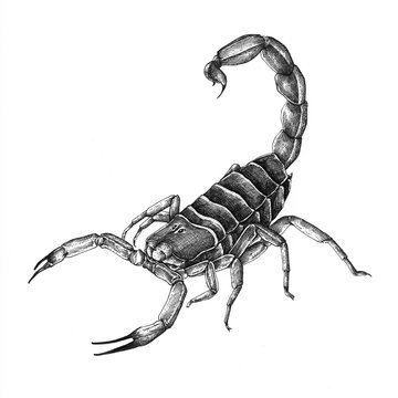 Hand drawn scorpion isolated on background