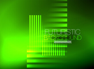Bright neon color techno abstract background, shiny glowing neon lines in the dark background