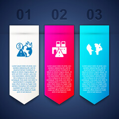 Set Global economic crisis, Shutdown of factory and Broken piggy bank. Business infographic template. Vector