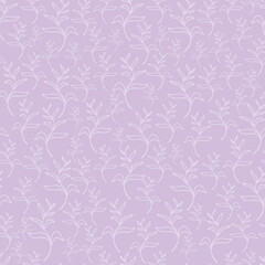 Fototapeta premium pastel lavender leaves seamless patterns set. botanical floral hand drawn lineart flower elements. packaging wrapping fabric textile design