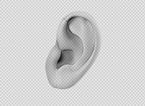 Take care of your hearing. Background with realistic ear. Vector illustration.