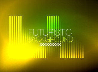 Bright neon color techno abstract background, shiny glowing neon lines in the dark background