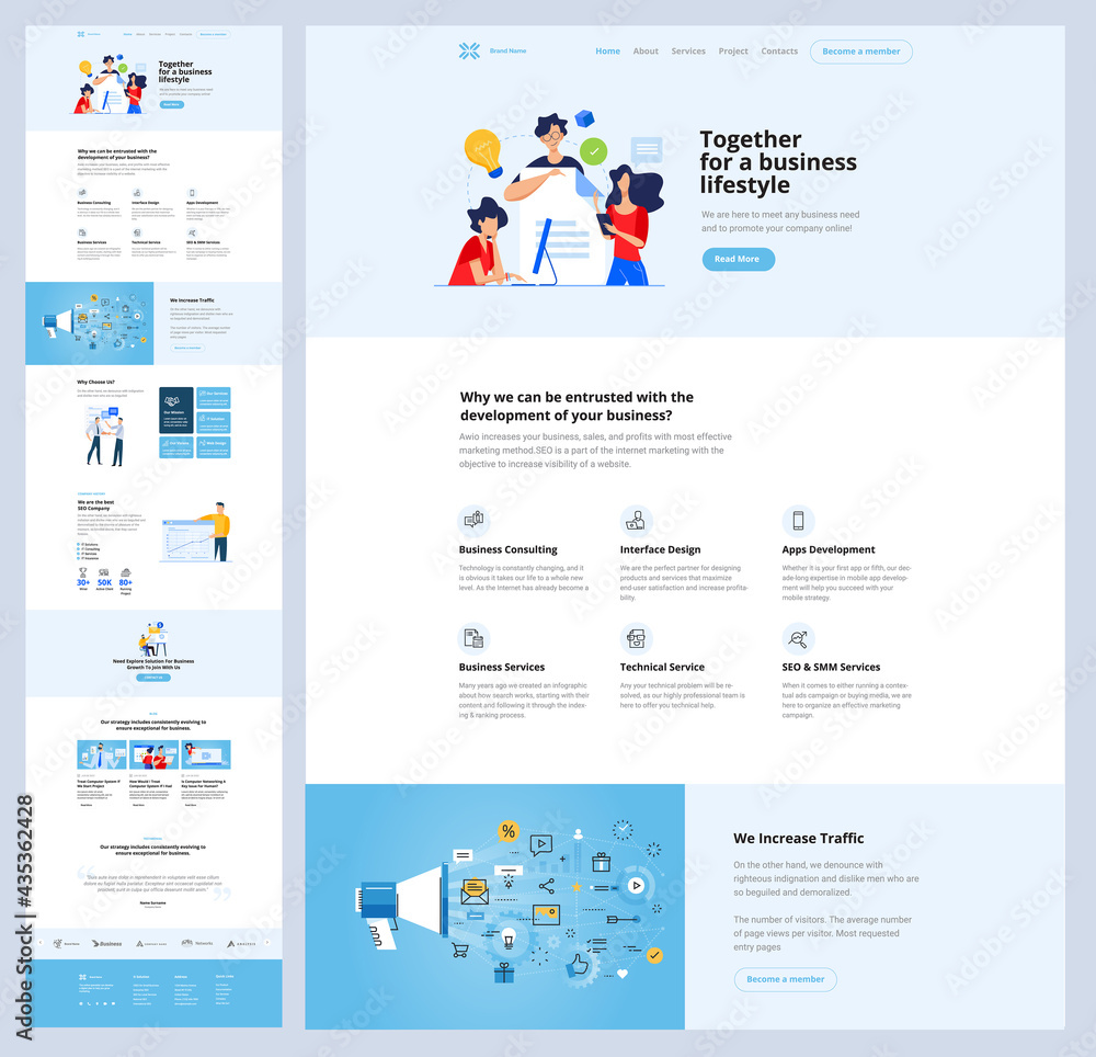 Poster one page website design template. vector illustration concept for web design and development on the 