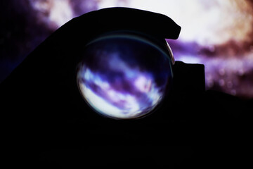 Magic ball predictions. mysterious composition. Fortune teller, mind power, prediction concept....