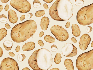 Hand drawn potato patterned background illustration