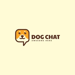 Vector Logo Illustration Dog Chat Mascot Cartoon Style.