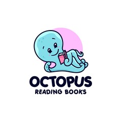 Vector Logo Illustration Octopus Mascot Cartoon Style.