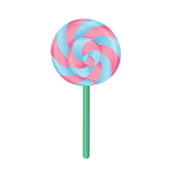 colorful pink and blue lollipop. Unhealthy eating. Hard candy