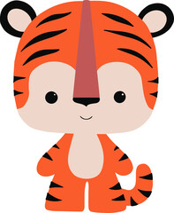 Naklejka premium Cute character for kids. Illustration of a cute tiger, a baby animal for kindergarten.