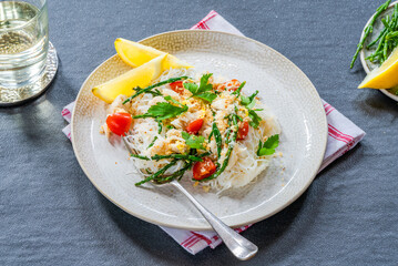 Crab and samphire noodles